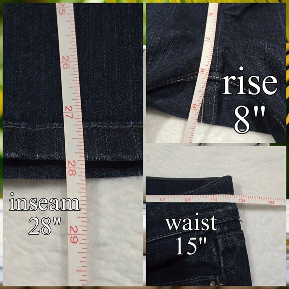 White House Black Market ✦ Rhinestone Crop Jeans ✦ Embellished Pockets Dark Wash - Picture 9 of 12
